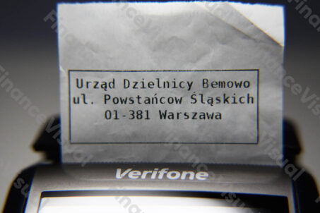 Terminal płatniczy Verifone paragon Urząd Dzielnicy Bemowo