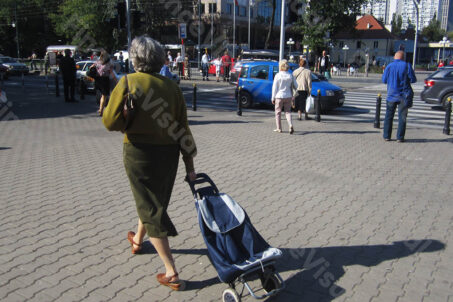 Kobieta z wózkiem zakupowym